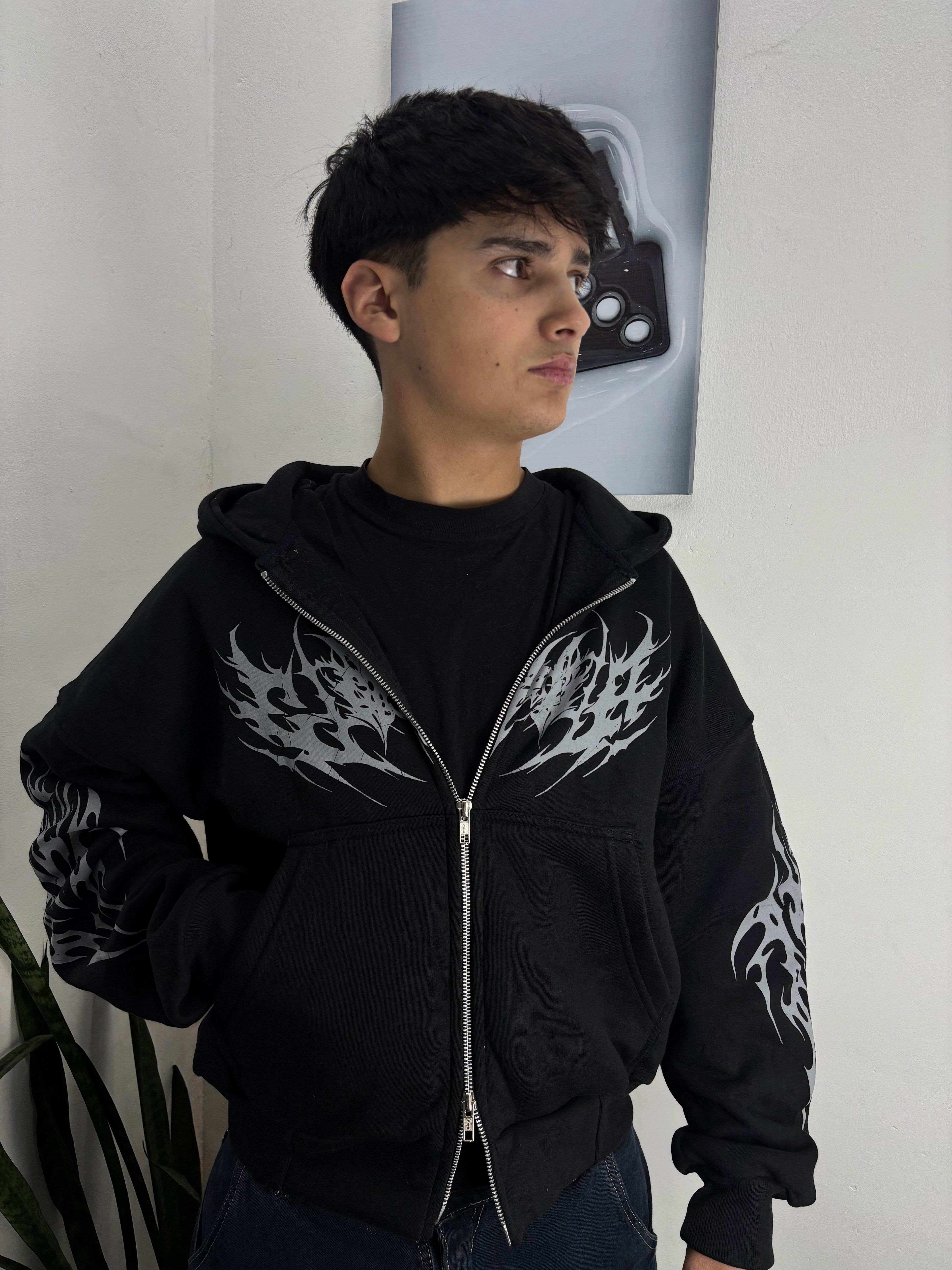 CAMPERA TRIBAL BOXY #negro