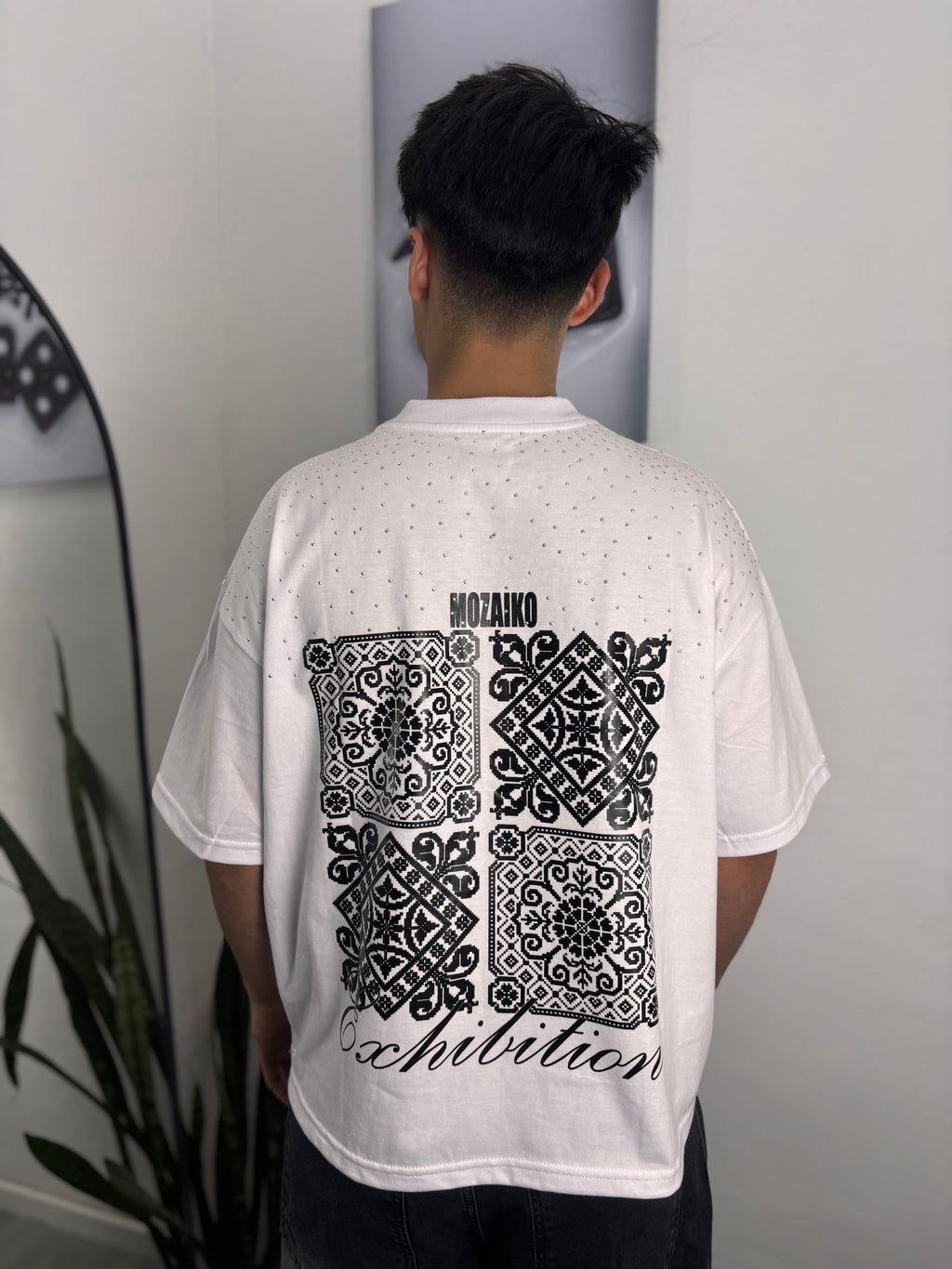 REMERA BOXY STRASS WHITE